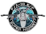 USMilitaryPatch FA-18EF Super Hornet Iron On Embroidered Collectors Patch, Blue, Black, Silver, Gray, 4 12 Inch by 6 14 Inch
