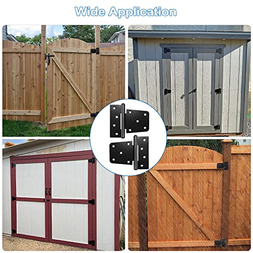 4 Stück Türscharniere Rechtwinklig - Schwarz Mit Schrauben & Kappen