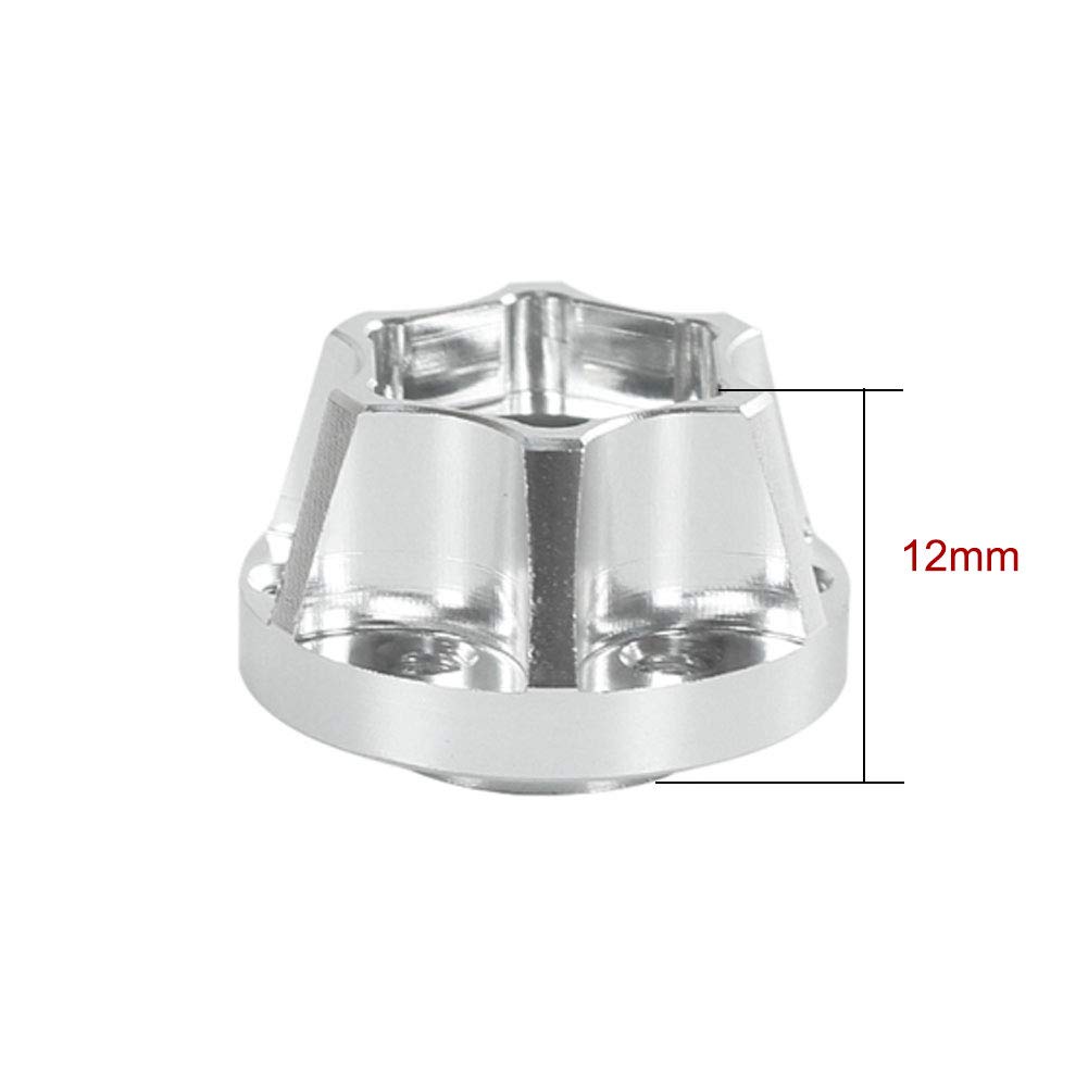 kingsea 4Pcs/Set Aluminum Alloy 12mm Hex Wheel Hub Expanded adapters Compatible with Axial Scx10 Trx4 1/10 RC Crawler Wheel Rim (Silver, 12mm)