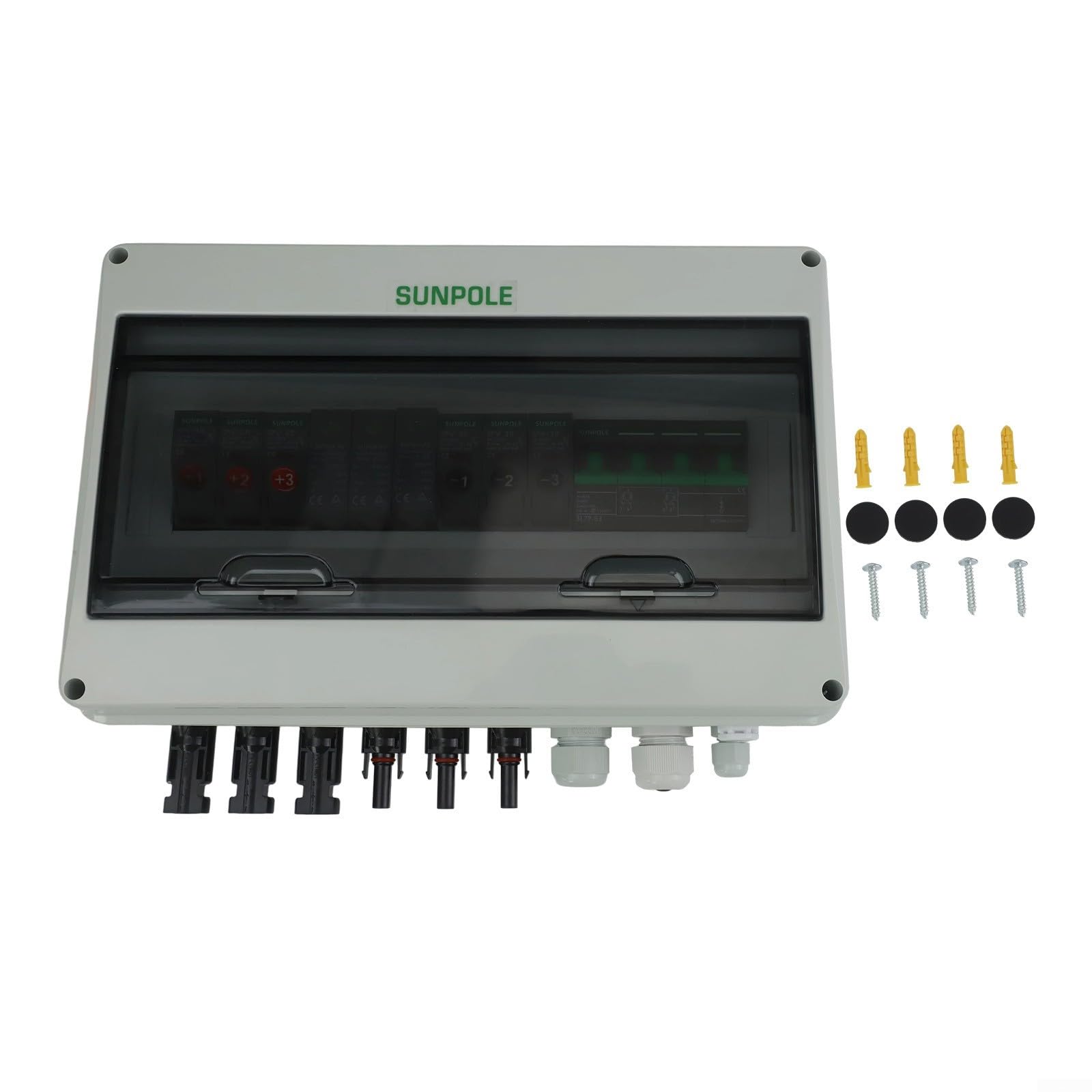 3 In Out 1000V IP65 PV Combiner Box for Solar Power Systems – DC String Protection Box with 4P & 2P 1000V Circuit Disjoncteurs et Fusibles 15A PVC