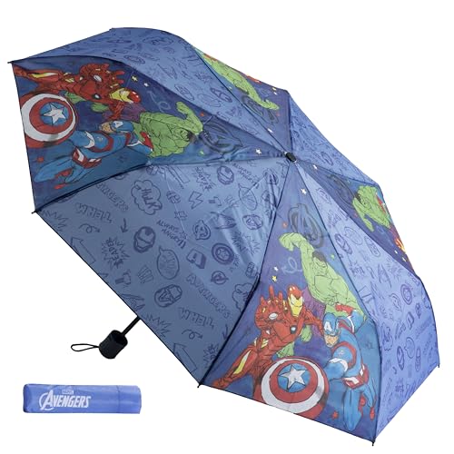 Undercover - faltbarer Regenschirm Marvel Avengers – Taschenschirm mit Schutzhülle - 94 cm Durchmesser - Leichtgewicht und ideal für Kinderhände