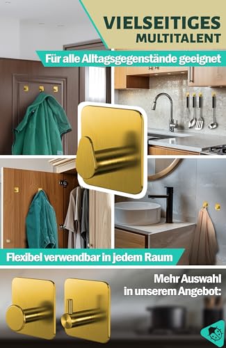 Menz Handtuchhalter ohne Bohren aus Edelstahl, 6 Stück, Golden – Ansicht 6