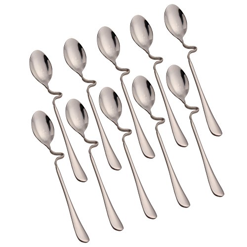 Zicome Set of 10 Honey Spoons, Stainless Steel, 7-Inch Long