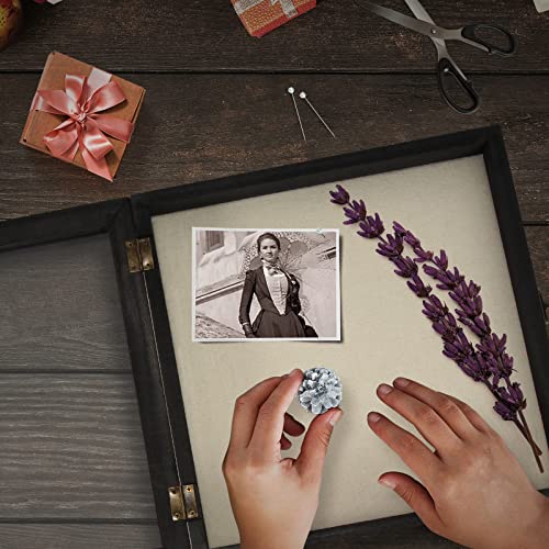 Image of TJ.MOREE Shadow Box 11x11 Memory Display Case Wooden Picture Frame Black | Fits 9.4x9.4 Inserts with Linen Back Rustic Keepsake Box with Glass for Pet Memorabilia Gifts Wedding Bouquet Military Medals