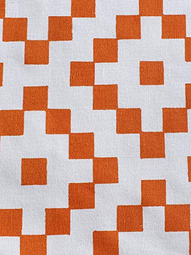 Image of Dekor World Fun with Checks Printed Orange Table Runner (33x120cm) (Pack of 1)-4 Seater Dinning & Center Table (4 Seater (33x120cm), Orange)