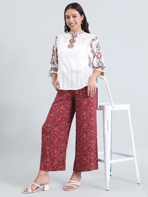 Image of GO COLORS Soft Viscose Printed Palazzo Full Length for Women| Breathable, Mid Rise