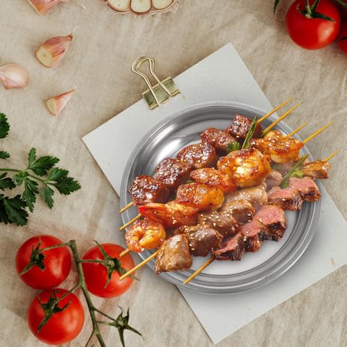 YARNOW Metallteller-Set Edelstahlteller 6 runde Teller Metall Campingteller Stahl Servierplatten für Zuhause 18 cm Campingteller