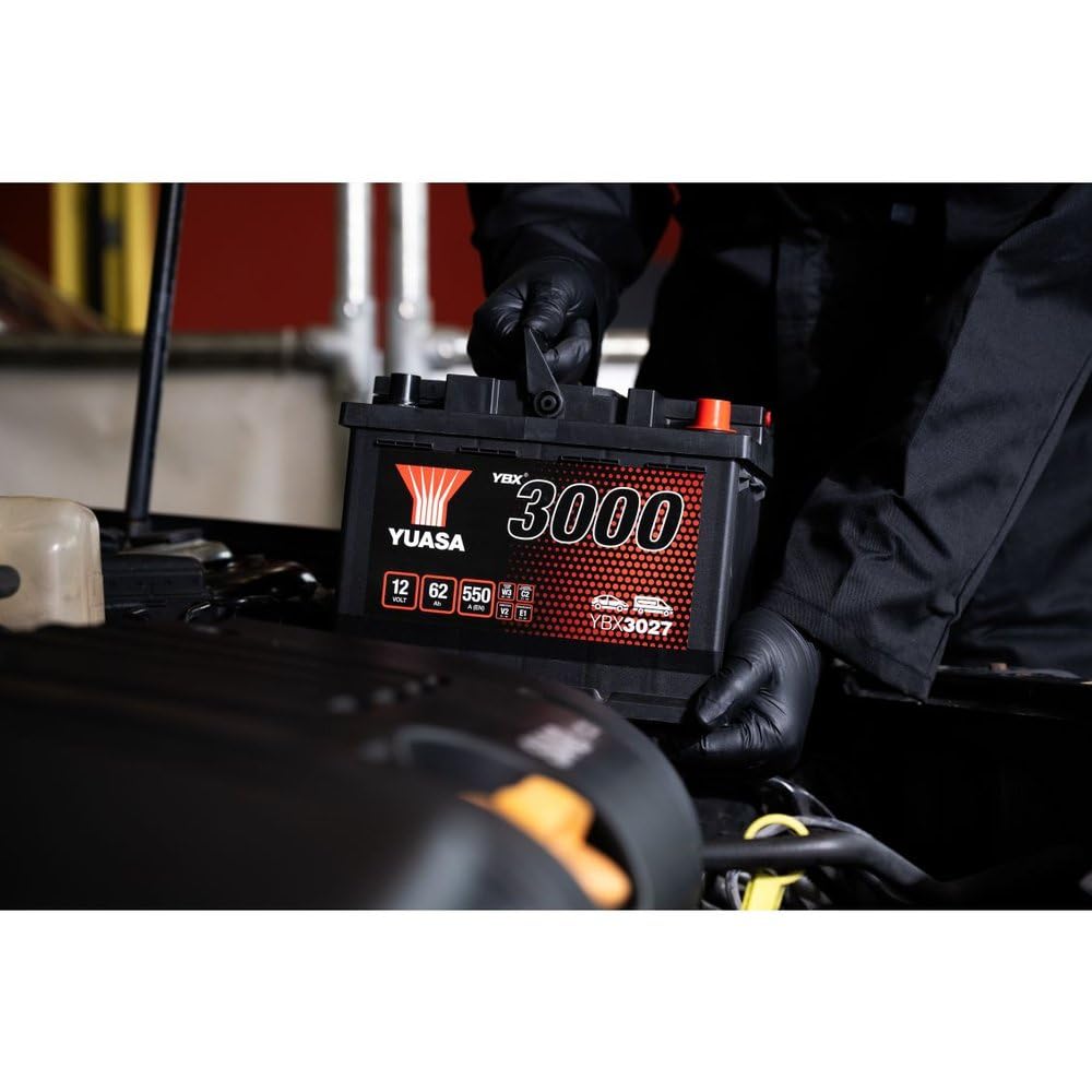 YUASA Batterie 62, Ah 550, A/EN YBX3027 L 243mm B 175mm H 190mm | 12 V, 62 Ah, capacité 550 CCA, sans entretien, résistant aux vibrations, compatible avec différents véhicules