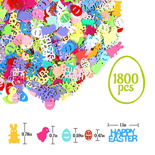 Image of FOIMAS 1800pcs Easter Confetti,Egg Bunny Chick Table Confettis Glitter Foil Scatter for Easter Card Table Party Decoration