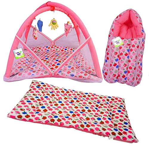 Image of Toddylon Baby Bed Bedding Set for New Born Mattress with Mosquito Net | Carry Bag|Essentials Combo (0-6 Months) (3PCS Set)