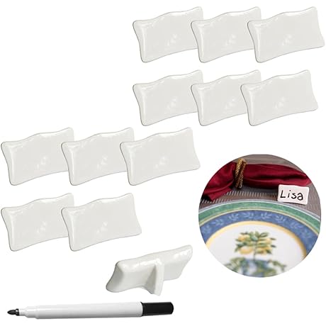 Evelots 12 Piece Premium Reusable Porcelain Food Name Tags for Parties and...