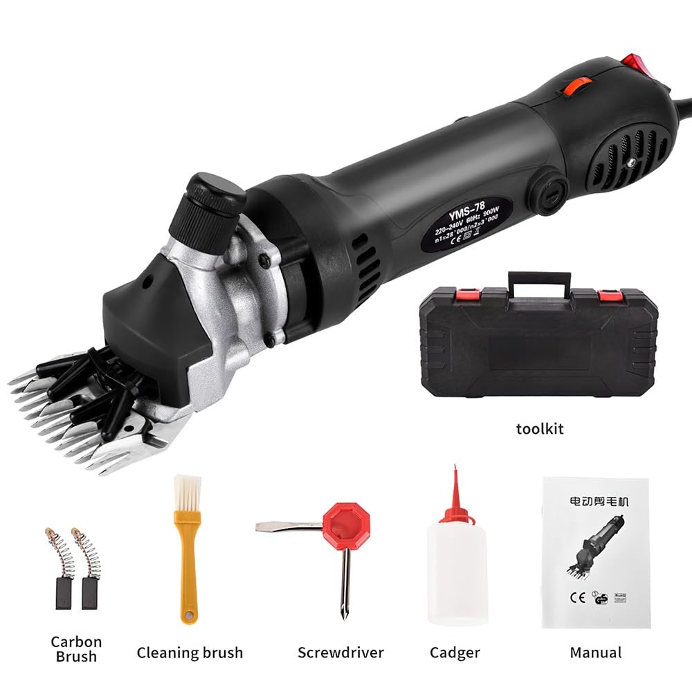 220v/110v 6 Modes Tondeuse Mouton, 76mm 2400Tr/Min éQuipement Pour éLevage De ChèVres Et Moutons, Coupe-Laine De Cisaillement éLectrique (Noir +13 règle)