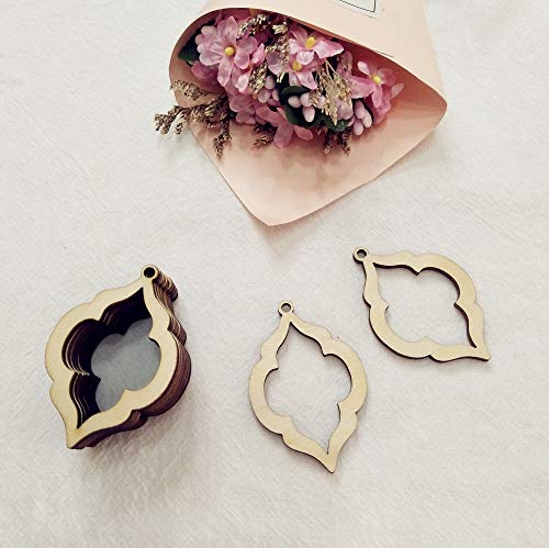 30Pcs Hollow Trellis Shape Natural Wood Earrings Blanks,Diy Unfinished Laser Cut Wood Jewelry (2") #TOP4