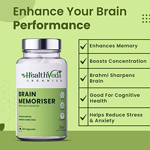 Kavir Plant Based Brain Memoriser With Ginkgo Biloba & Brahmi I 60 Veg Capsules I Boosts Concentration & Learning Activities #TOP3