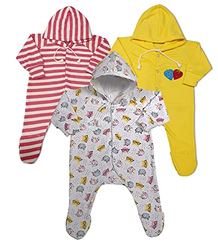 Image of New Born Baby Clothes Set Romper & Sleepsuit For Baby 0-3 Months (Pack of 3)