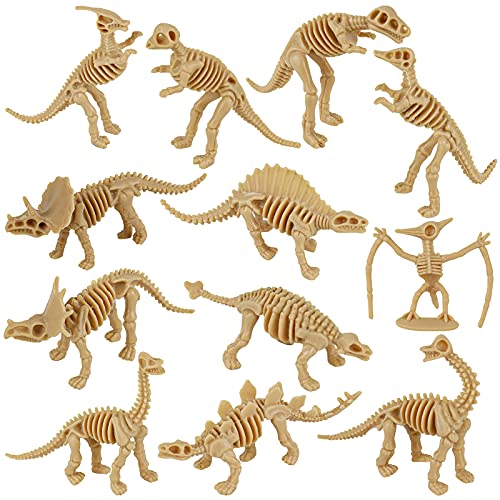 QIAMO 12 Piezas Esqueletos Fósiles de Dinosaurios, Huesos de Dinosaurio Figuras, Dinosaurios Fossil Esqueleto Figuras Juego de Modelos