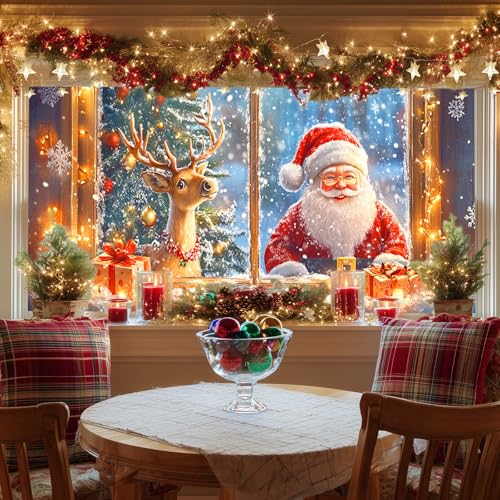 Vinilo Decorativo Navidad Santa Claus 39.3 × 17.7 pulgadas miniatura 1