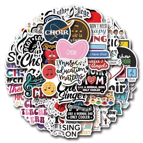Music Choir Stickers, 50PCs Singing Chorus Stickers, Vinyl Decals, Party