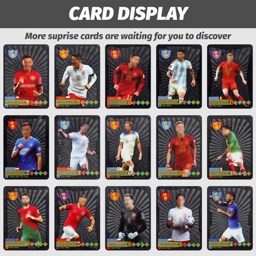 FENGQ 55 Stück World Cup Fußball Star Karte, Fussball Karten, UEFA Champions League Fußballkarten, Fußball Sammelkarte, Kinder zum Sammeln von Karten Für Fans Kinder Teenager Erwachsene-Schwarz