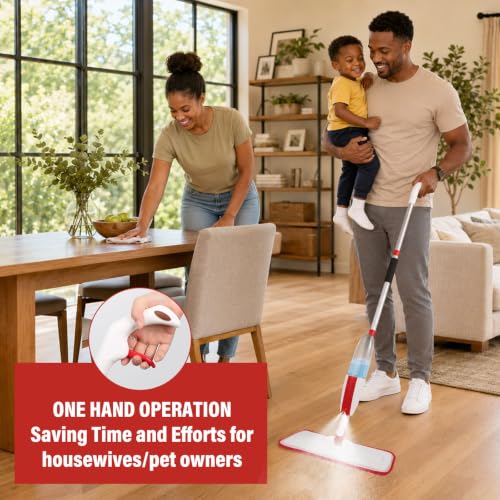 Image of Panda Grip Mops for Floor Cleaning Wet Spray Mop with a Refillable Spray Bottle and 2 Washable Microfiber Pads Home or Commercial Use Dry Wet Flat Mop