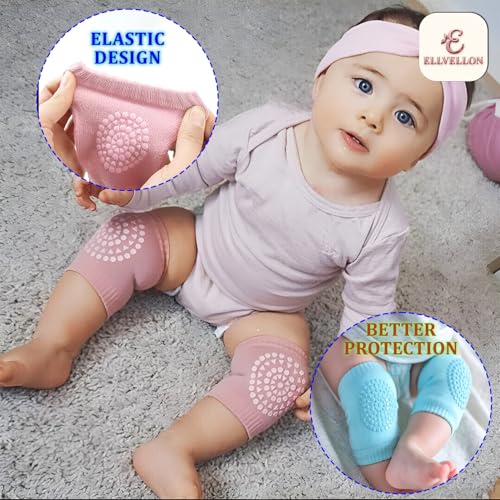 Image of 1 Pair Baby Elbow Knee Protection, Anti Slip Skid Comfort Socks For Safe Crawling and Walking, Baby Knee Elbow Cotton Socks & Pads For Toddlers, Babies & Kids. (Multicolour)