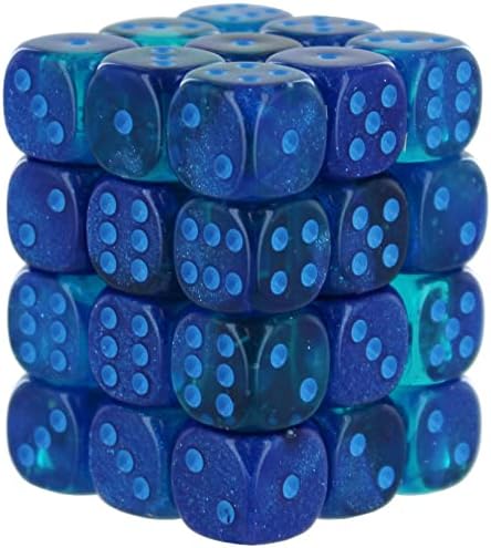 Chessex Dice Set – 12mm Gemini: Blue/Light Blue Luminary Dice Block – Dungeons and Dragons D&D DND TTRPG Dice – Includes 36 Dice – D6 image 2