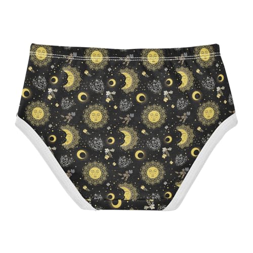 Little Girls' Soft Cotton Underwear Kids Breathable Comfort Bohemian Sun Moon Panties Briefs Toddler2