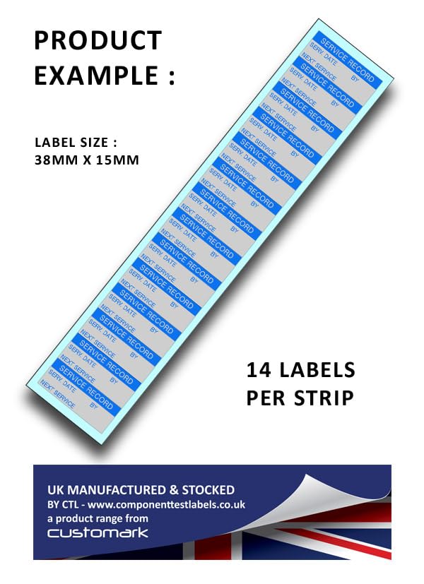 Service Record - Aluminium Foil 38mm x 15mm Labels Stickers - Price per Pack of 140 Labels (P/NO. 7827345AMZ) - Image 3
