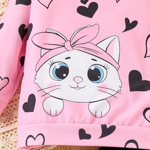 Image of Kids Toddler Girl Clothes Heart Letter Print Long-sleeved round collar top+Letter Print Pants Outfits Set