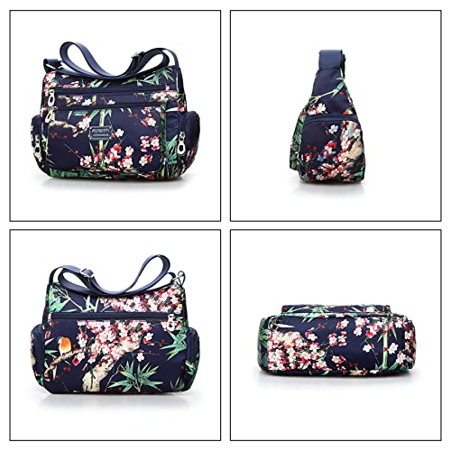 Image of NOTAG Crossbody Bags for Women Nylon Shoulder Bag Floral Multi-Pocket Purses and Handbags