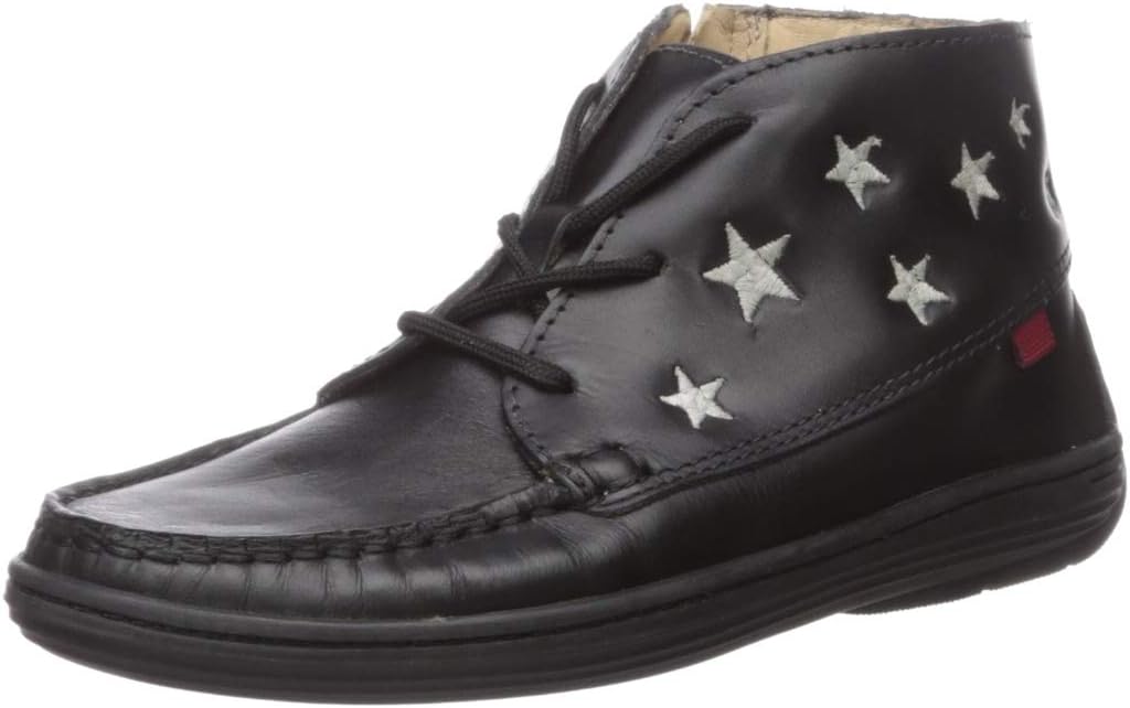 Marc Joseph New York Unisex-Kid's Leather Ankle Boot Embroidered Star Detail Loafer, Black Nappa, 5.5 M US Little Kid