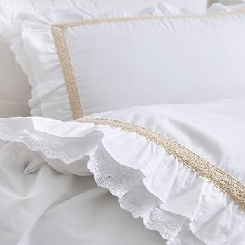 Amazon｜Lucky&Beauty 綿100％寝具カバー 刺繍レースフリル おしゃれ