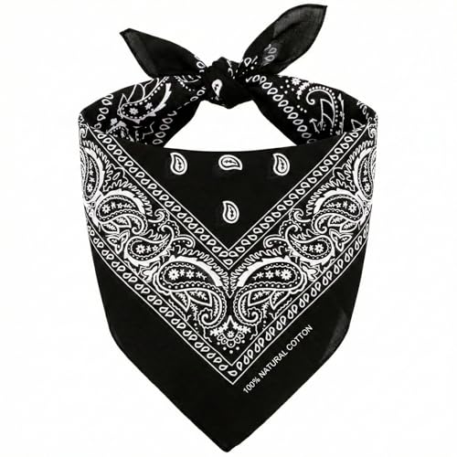 Keystone Peak KP Bandana Noir - 100% Coton & Fibres Naturelles - Foulard Noir Sans Polyester - Qualité Supérieure - Doux, Durable et Lavable en Machine -...