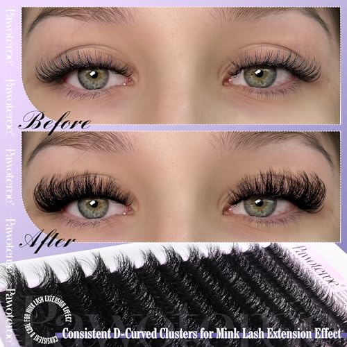 Image of Lash Extension Kit Lash Clusters 80D Full DIY Cluster Eyelash Extension Kit 10-20mm Individual Lashes Mink with Lash Bond and Seal, Lash Tweezers for Self Application (Mink 80D,10-20mm, Kit)