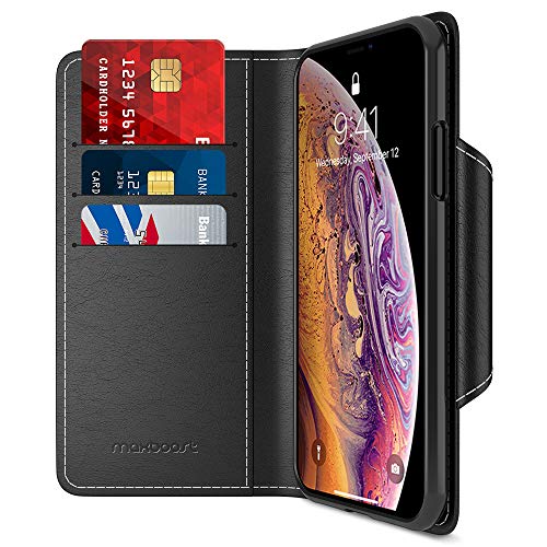 Maxboost Wallet Case Designed for Apple iPhone Xs (2018)/ iPhone X (2017) [Black]