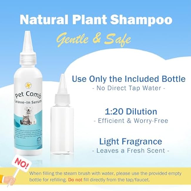 4-in-1 Pet Grooming Steam Brush for Cats & Dogs ¨C Steam Spray, Blue Light, Hair Removal, Self-Cleaning Comb ¨C Includes Pet Waterless Shampoo-FCunPg5h