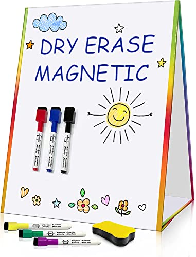 Scribbledo Table Top White Board Magnetic Easel for Kids Dry Erase Drawing Board Toddler Writing Tabletop Whiteboard with 6 Dry Erase Markers and 1 Eraser Included