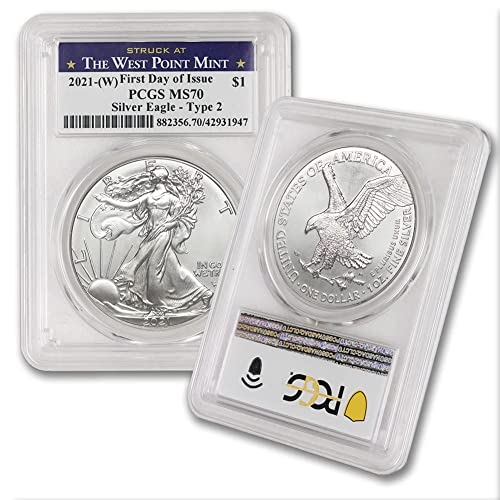 2021 1 oz American Silver Eagle Coins MS-70 (Type 2 – First...