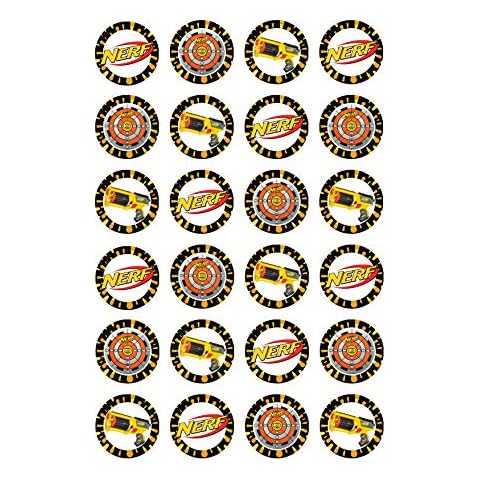 NERF Cupcake Toppers x24 Edible Rice Paper Fairy Cake Decorations Cover