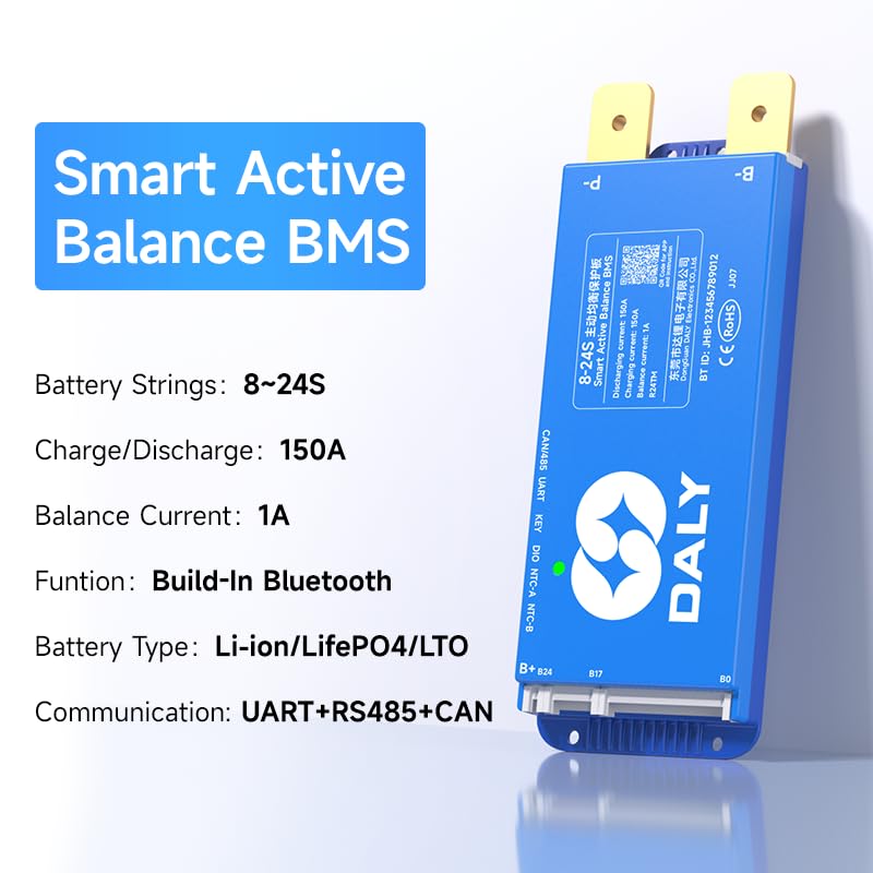 DALY Smart Active Balance BMS 150A 24V-84V 8S-24S Built-in Bluetooth with RS485 CAN PCB Battery Protection Board for Li-ion LifePO4 LTO Battery Pack2