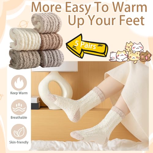 Image of Pleneal Fuzzy Socks for Women - Womens Fluffy Socks, Warm Cozy Winter Slipper Sock for Women Sleep Christmas Home socks