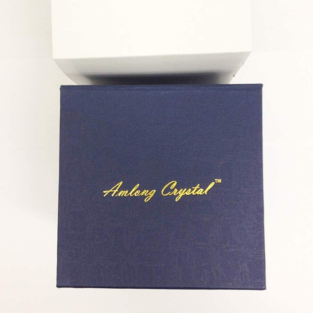 Amlong Crystal 5 Inch Sapphire Blue Crystal Lotus Flower Feng Shui Home Decor with Gift Box