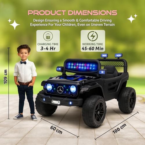 Image of Kawaii Kids Battery Operated Car for Kids, Electric Ride-On SUV with Parent Remote Control, USB, Bluetooth, LED Windshield Lights, Rechargeable Battery, Kids Ride-On Car for Boys & Girls Age 1-5 Years
