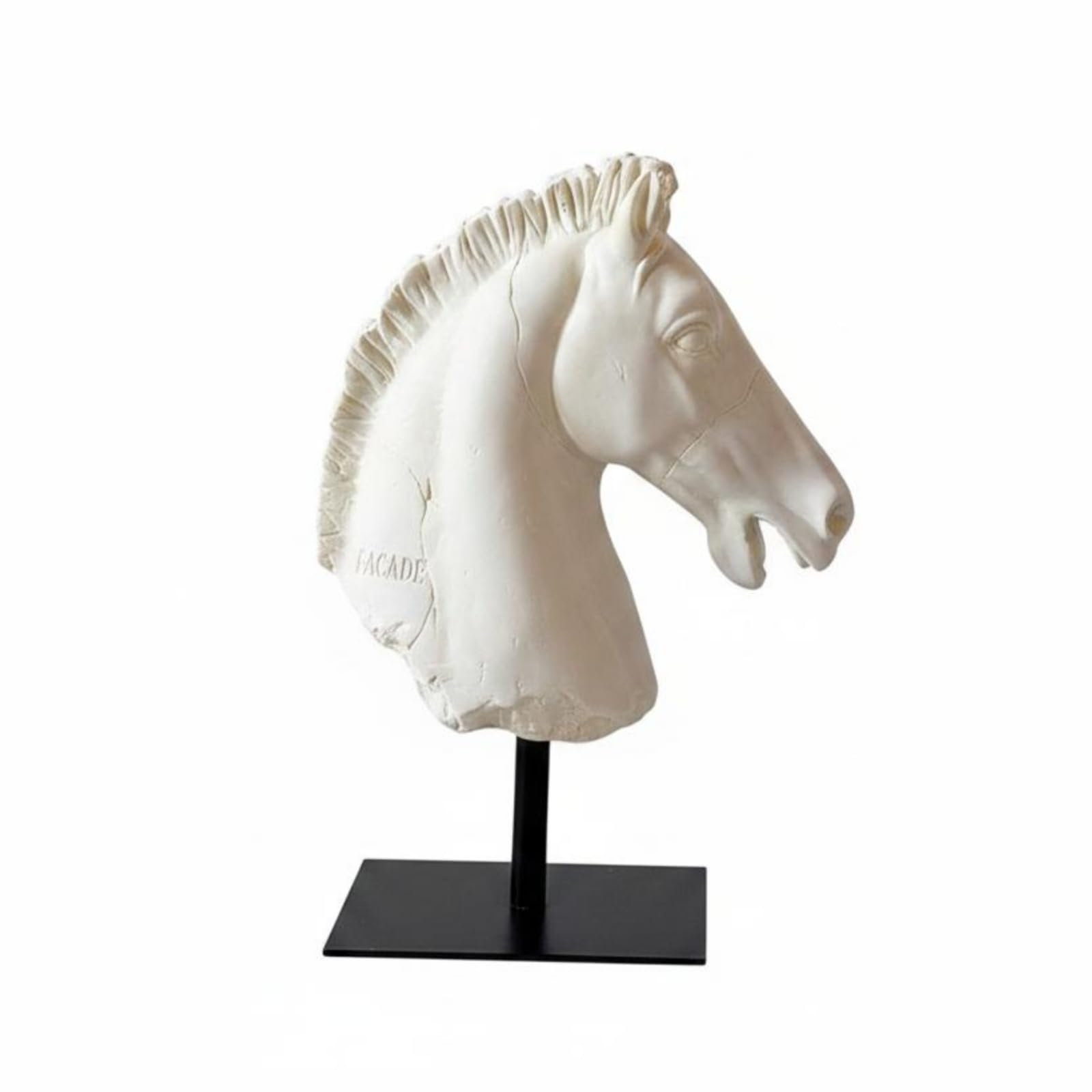 Busto de caballo negro vintage de resina para decoración de estudio u oficina