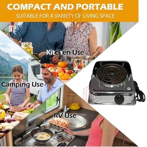 Image of Drumstone TopRated ๐๐๐๐ซ ๐๐๐ซ๐ซ๐๐ง๐ญ๐ฒ 699AID86 2000W Electric Hot Plate Single Burner with Copper Coil Heating, Heavy Switch, Fast Heating Portable Cooktop, Durable Chrome Body for Home Kitchen
