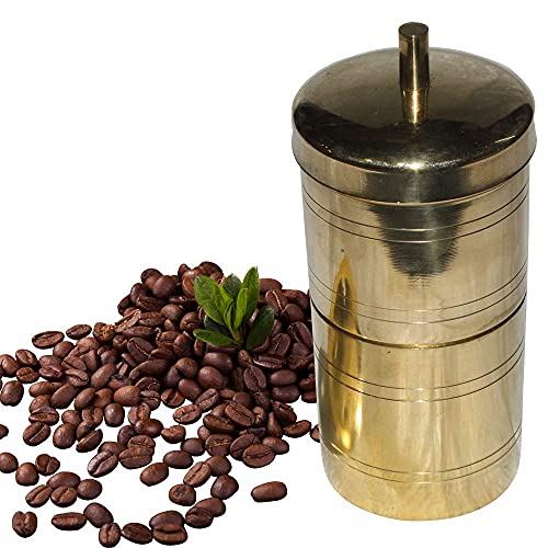 AERO Brass Traditional Filter Coffee Maker, South Indian Drip Sytle Decoction Liquid Maker, Kumbakonam Degree Coffee Filter for Home Use Size 2, 250Ml , Ideal for 3 to 4 cups coffee