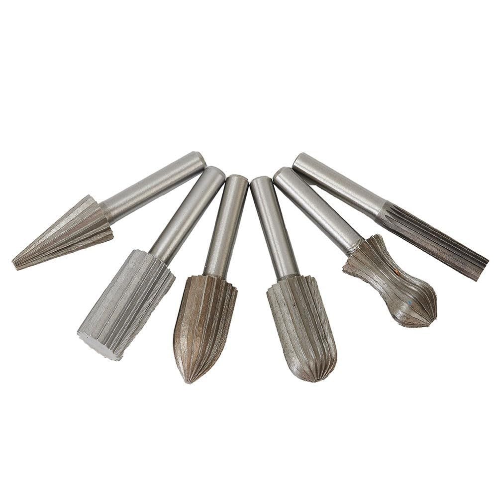 Rersduyt 6Pcs Carbide Burrs Set, Fine Carving Carbide Burrs, Carbide Burs Rotary File Carving Grinding Bit