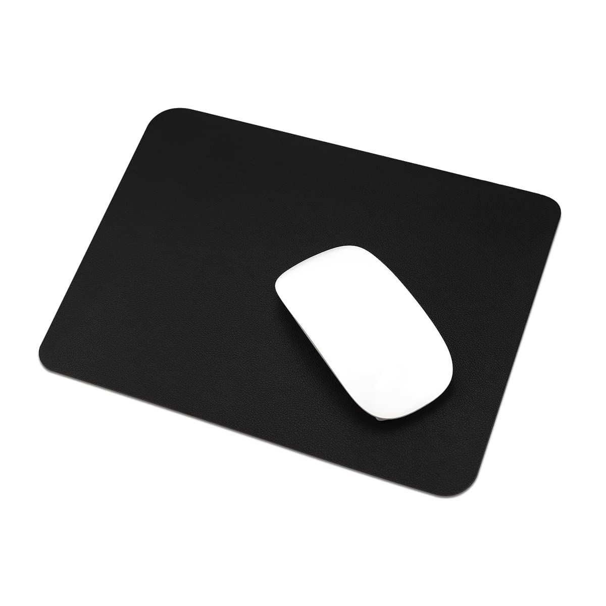 PU Leather Mouse Pad with Stitched Edge Micro-Fiber Base with Non-Slip, Waterproof, Mouse Pad for Computers, Laptop, Office & Home,1 Pack, 20.3 cm x 28 cm (Black)
