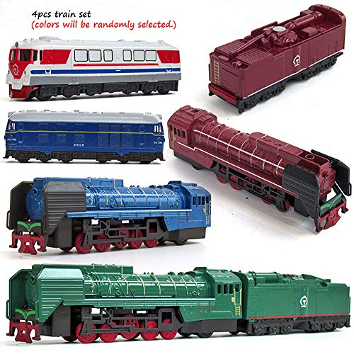 MinYn Locomotive Train Model Toy Pullback Retro Steam Train Magnetic Simulation Die cast Engine Vehicle Set Collection Gift Kids - 4pcs