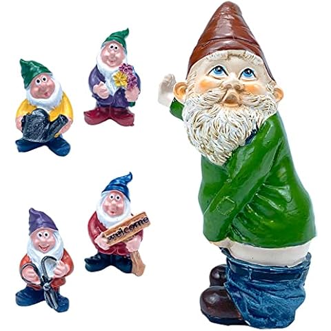 5PCS Garden Gnomes Ornaments Outdoor Statues,Naughty Funny Waterproof Resin Gnomes Garden for Patio Yard Lawn Gift Cover